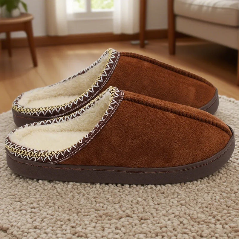 Zapatillas de algodón para otoño e invierno, suela gruesa para interiores, antideslizantes, suela suave con forro polar cálido para parejas