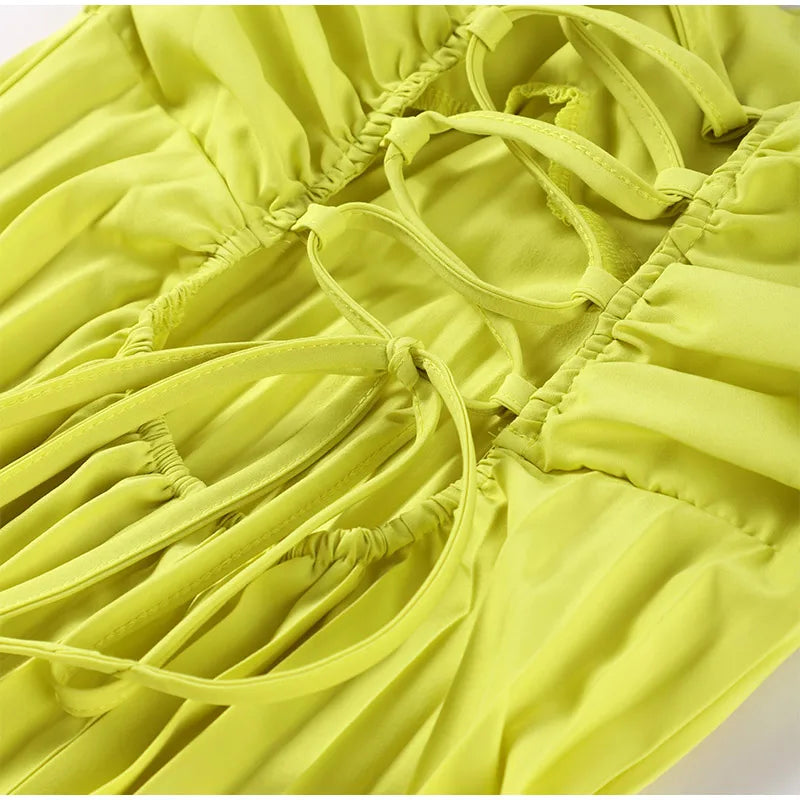 Vestido largo plisado sin tirantes para mujer, traje Sexy sin mangas con espalda descubierta para fiesta, ropa de noche para verano, novedad de 2024