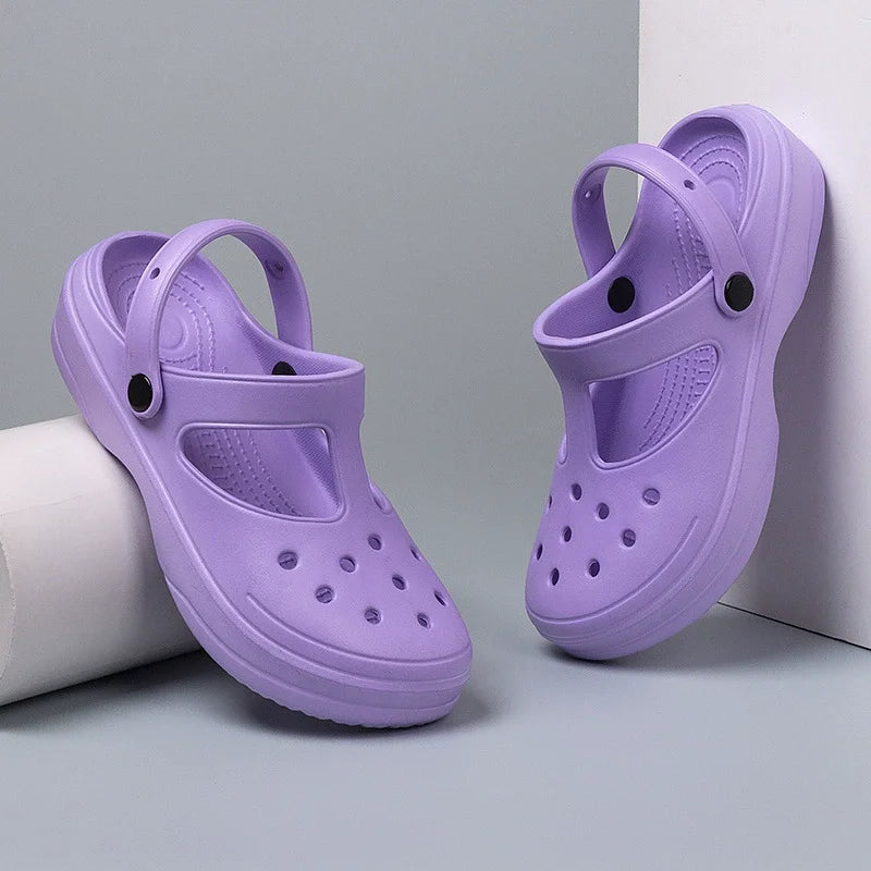 Bebealy, zapatillas de suela gruesa a la moda para mujer, sandalias de ocio resistentes al desgaste para exteriores, zapatos clásicos de EVA, zapatos de playa impermeables para mujer