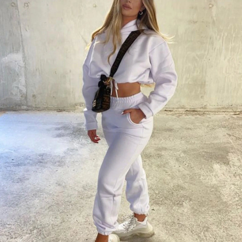 Traje deportivo de manga larga para mujer, ropa informal en la cintura, tendencia de moda, conjunto de dos piezas