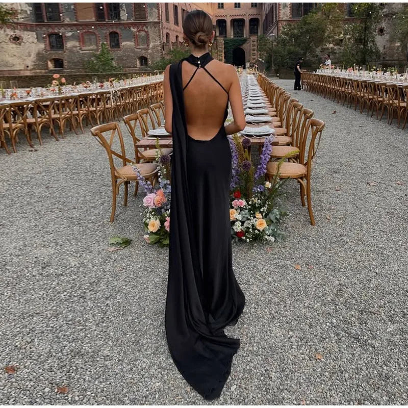 Vestido Largo Halter con Cinta para Mujer