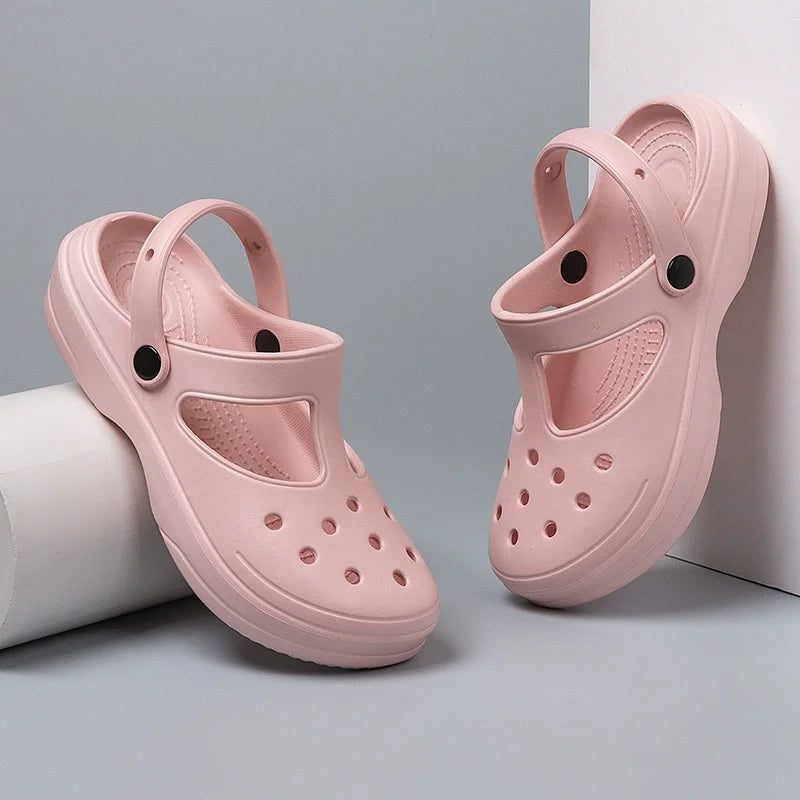 Bebealy, zapatillas de suela gruesa a la moda para mujer, sandalias de ocio resistentes al desgaste para exteriores, zapatos clásicos de EVA, zapatos de playa impermeables para mujer