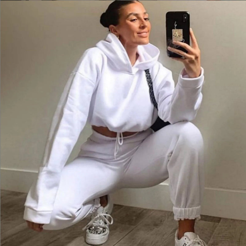 Traje deportivo de manga larga para mujer, ropa informal en la cintura, tendencia de moda, conjunto de dos piezas