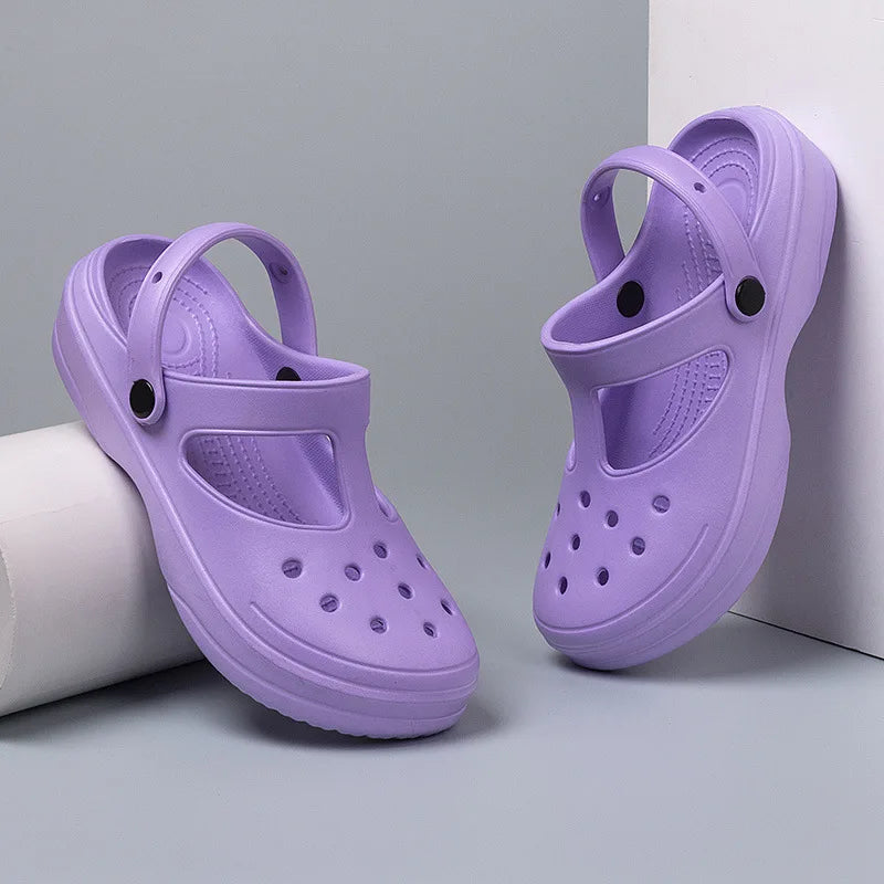 Bebealy, zapatillas de suela gruesa a la moda para mujer, sandalias de ocio resistentes al desgaste para exteriores, zapatos clásicos de EVA, zapatos de playa impermeables para mujer