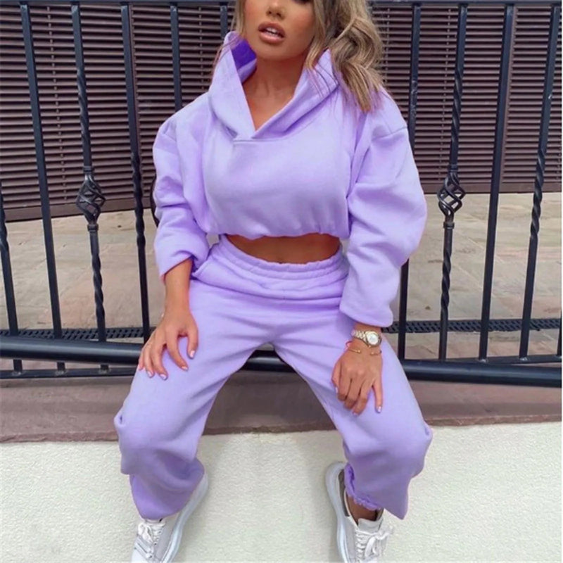 Traje deportivo de manga larga para mujer, ropa informal en la cintura, tendencia de moda, conjunto de dos piezas