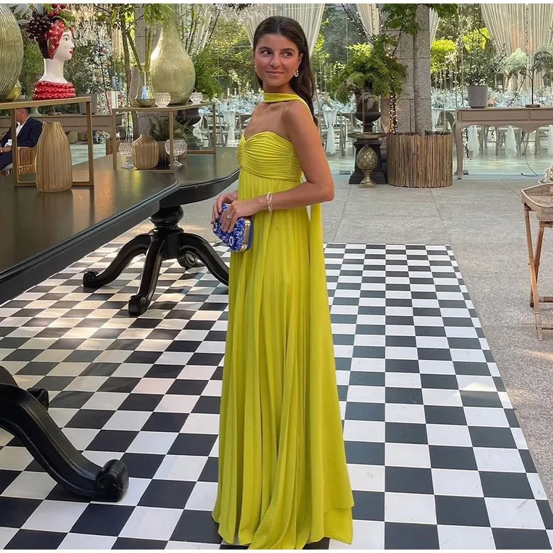 Vestido largo plisado sin tirantes para mujer, traje Sexy sin mangas con espalda descubierta para fiesta, ropa de noche para verano, novedad de 2024