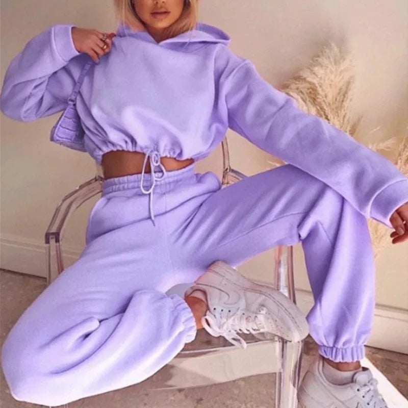 Traje deportivo de manga larga para mujer, ropa informal en la cintura, tendencia de moda, conjunto de dos piezas