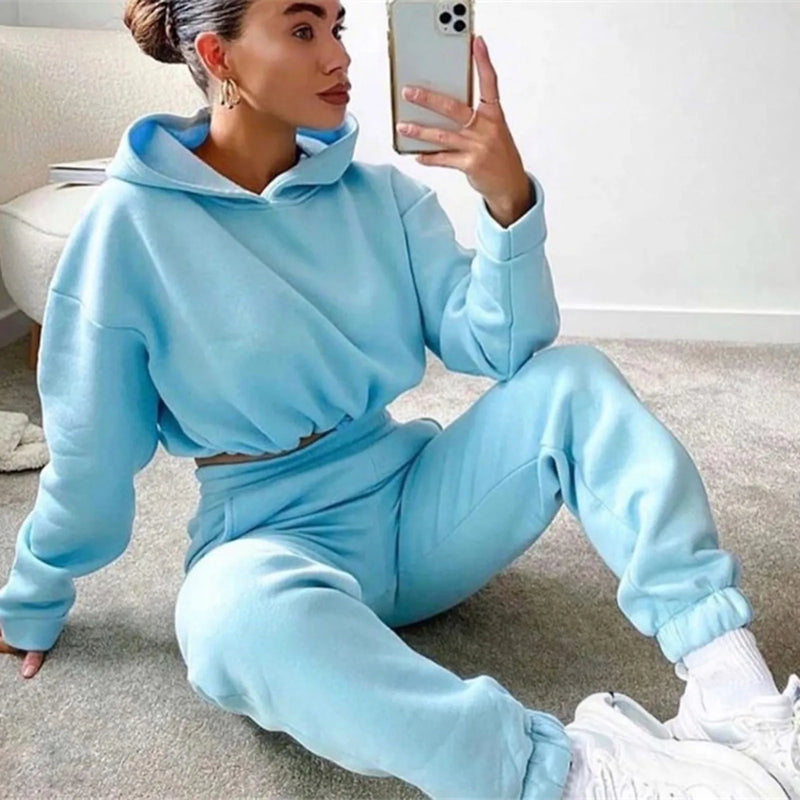Traje deportivo de manga larga para mujer, ropa informal en la cintura, tendencia de moda, conjunto de dos piezas